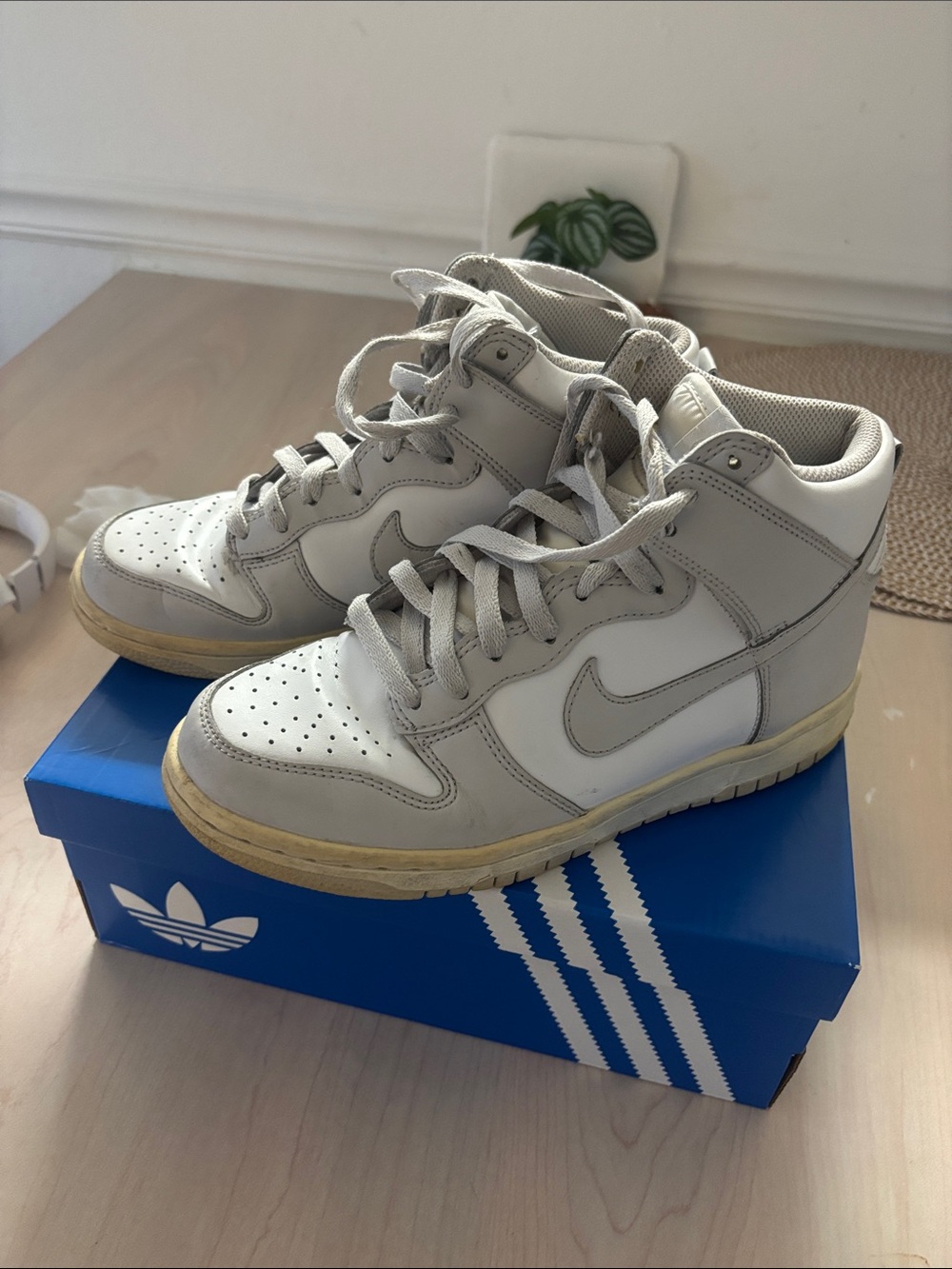 Nike Women's High-Top Sneakers in Light Gray and White